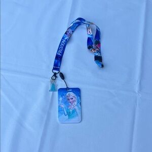 DISNEY FROZEN PRINCESS ANNA QUEEN ELSA LET IT GO PIN ID LANYARD WITH CHARM